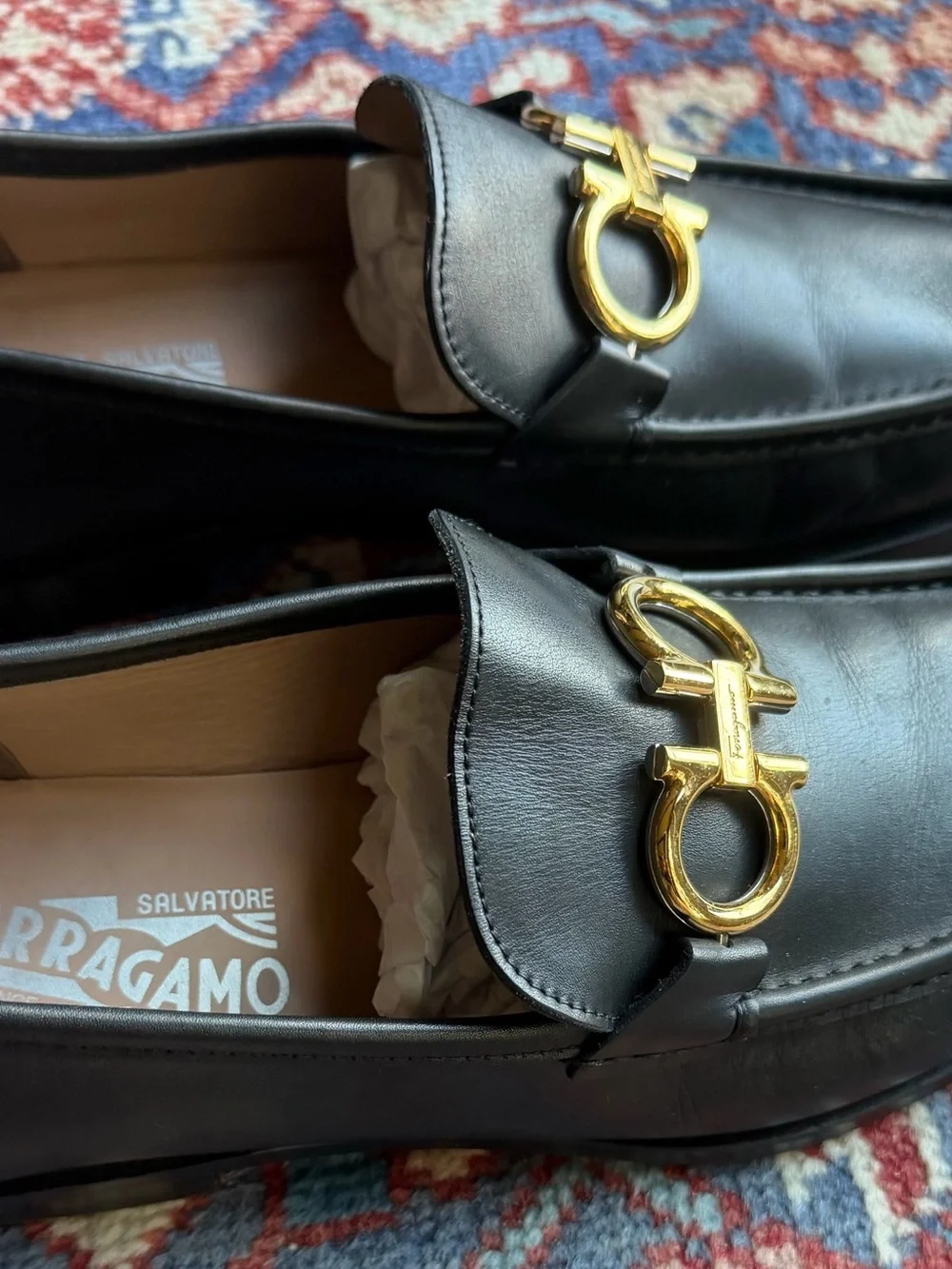 Salvatore Ferragamo Men’s Black Leather Gancini Bit Loafers | Made in Italy